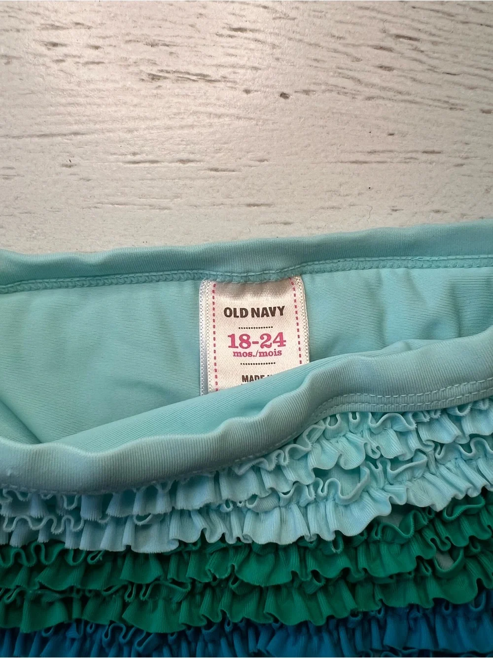 Old Navy Toddler Aqua & Teal Ruffle Swim Bottoms